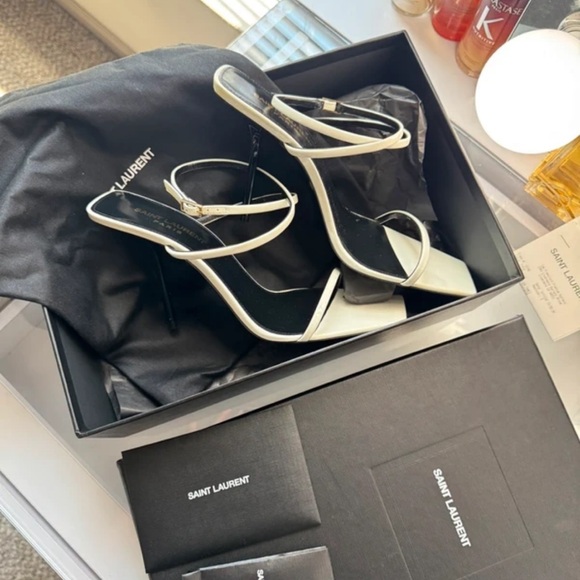 Saint Laurent Monochrome Strappy Heels - Picture 1 of 9
